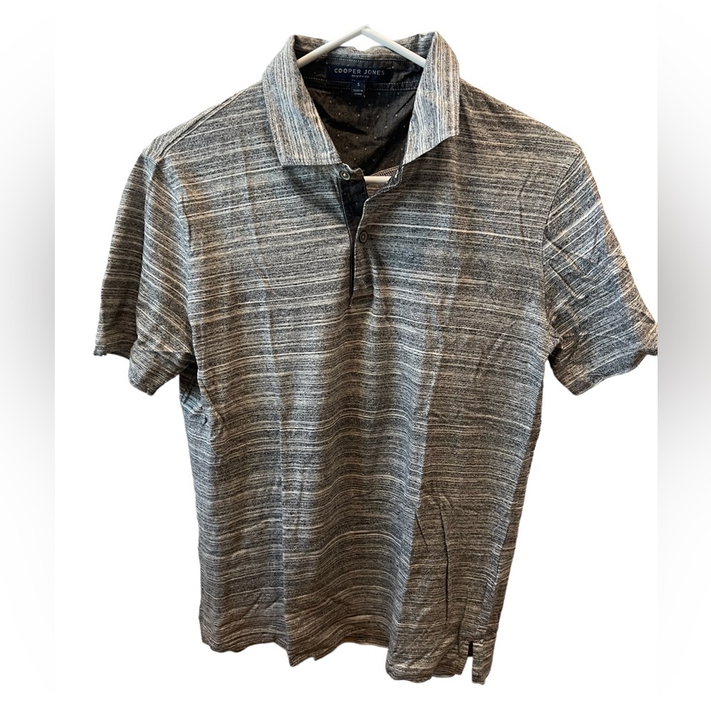 Cooper Jones Supply Striped Short Sleeve Polo Shirt With Patterned Collar